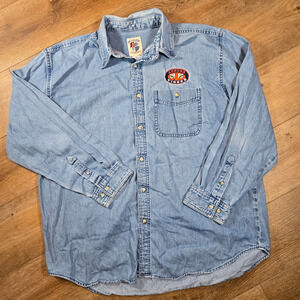 Y2K Auburn University Denim Shirt XL Button Up NCAA College Blue Streetwear